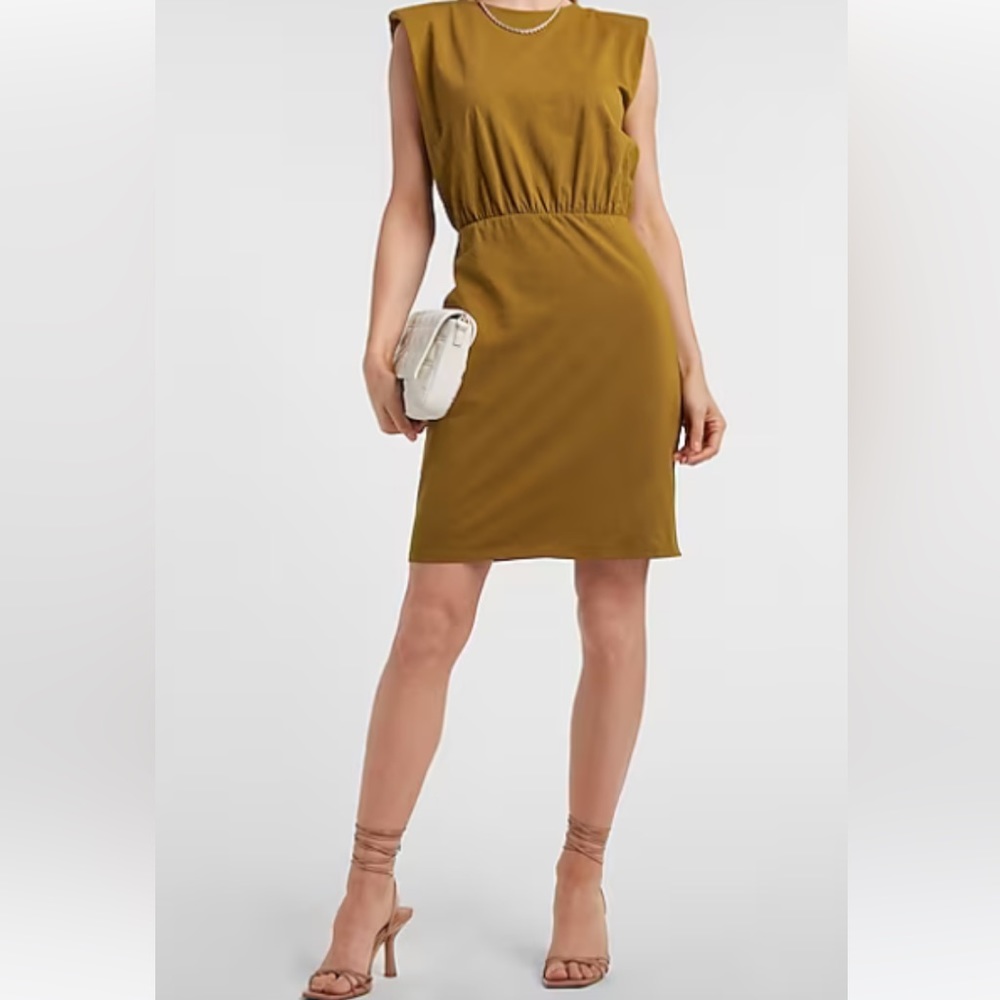 NWT Express Padded shoulder elastic band t-shirt dress size S